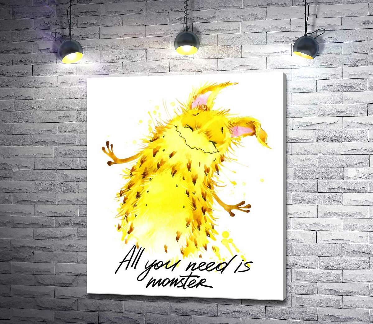 

Картина ArtPoster Веселый желтый монстр с надписью "all you need is monster" 130x154 см Модуль №1