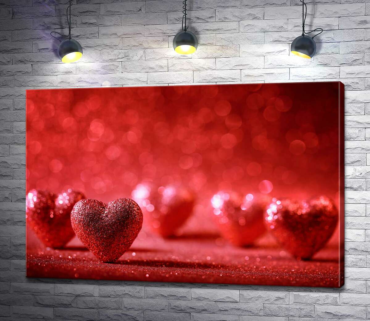 

Картина ArtPoster Блестящие поверхности красных сердец 100x67 см Модуль №1