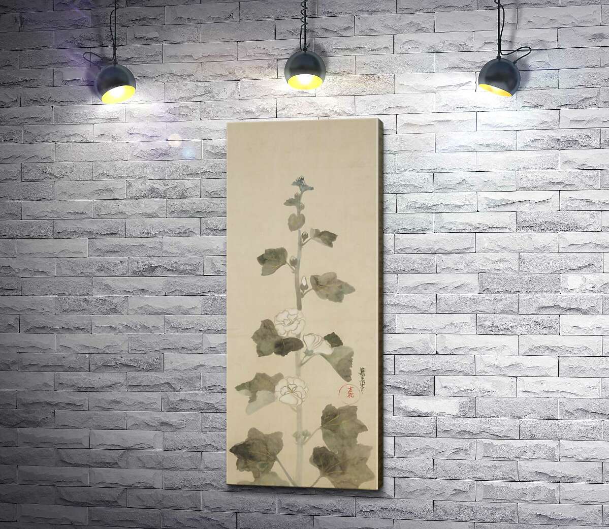 

Картина ArtPoster Белые мальвы (White hollyhocks) – Огата Корин (Ogata Korin) 84x205 см Модуль №1