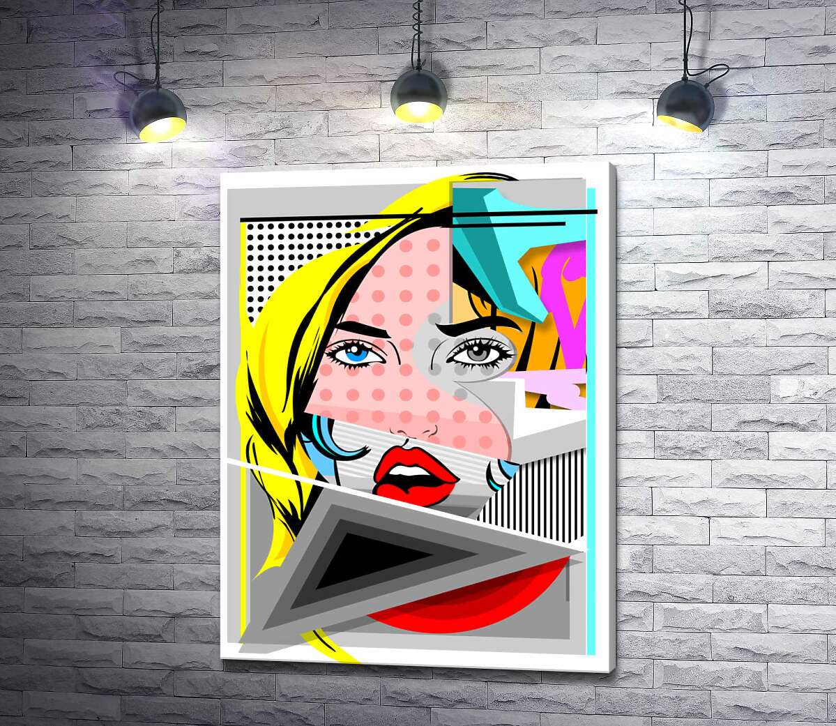 

Картина ArtPoster Арт девушка среди геометрический фигур 100x133 см Модуль №1