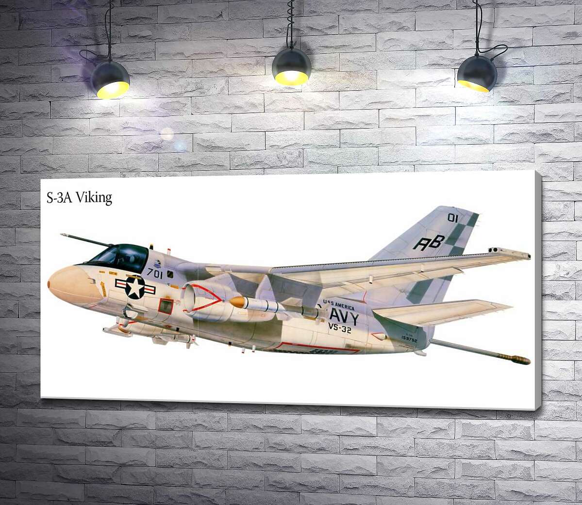 

Картина ArtPoster Американский военный истребитель самолет S-3A Viking 100x50 см Модуль №1