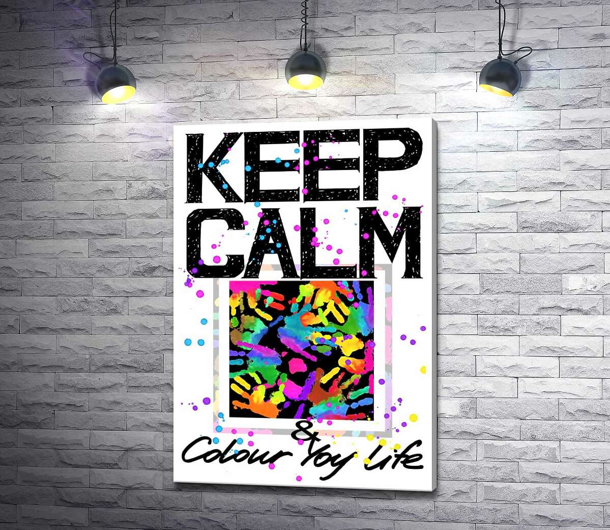 

Картина ArtPoster Картина с ладоней среди надписи "keep calm and colour your life" 100x146 см Модуль №1