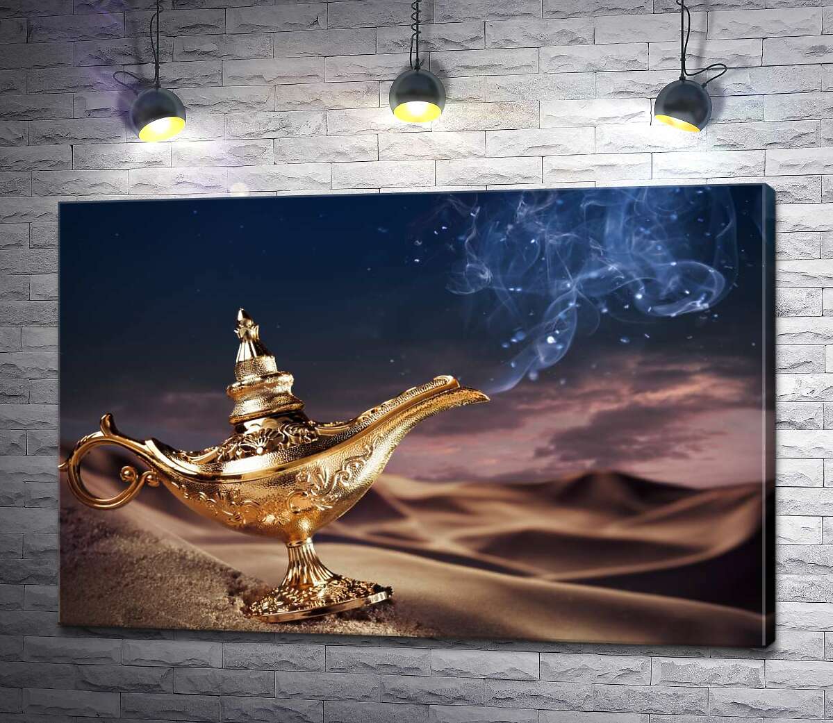 

Картина ArtPoster Волшебная лампа Аладдина лежит на песке в пустыне 130x87 см Модуль №1