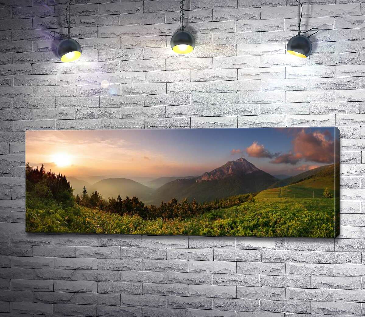 

Картина ArtPoster Горная вершина купается в солнечном свете 130x49 см Модуль №1