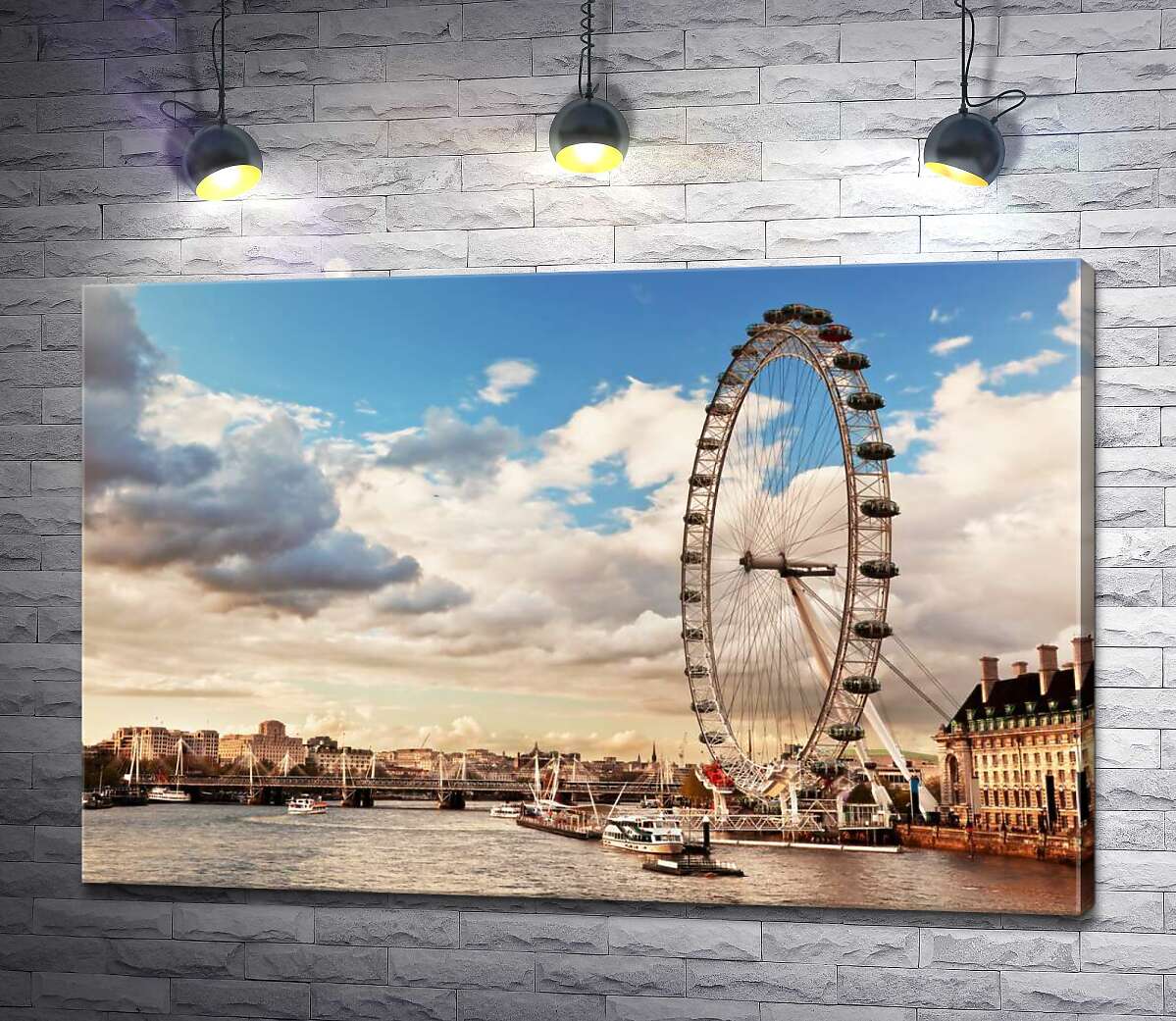 

Картина ArtPoster Колесо обзора "Лондонский глаз" (London eye) нависло над водами Темзы 100x67 см Модуль №1