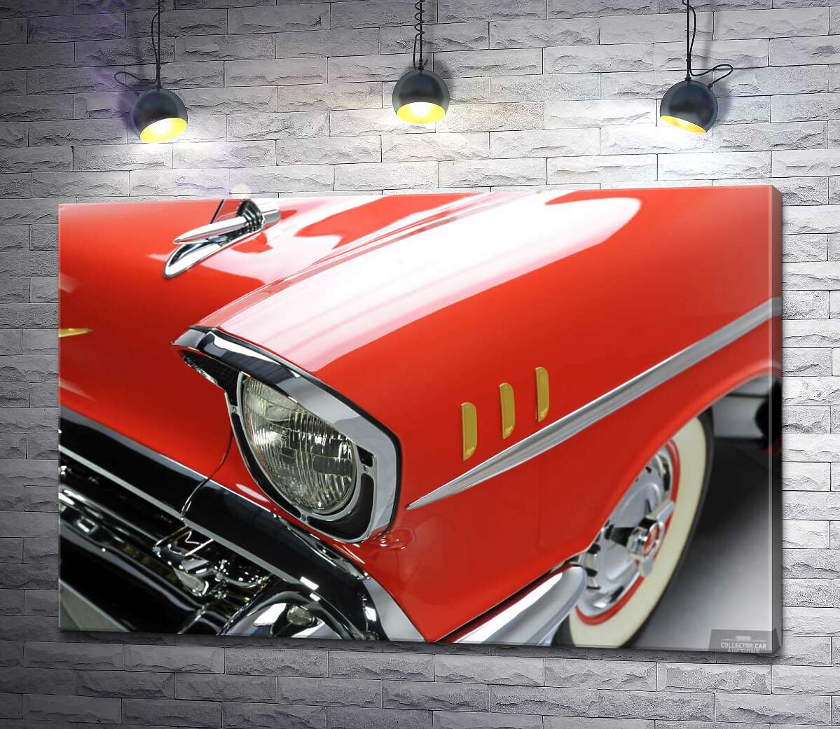 

Картина ArtPoster Изысканная фара морковно-красного автомобиля Chevrolet Bel Air 130x86 см Модуль №1