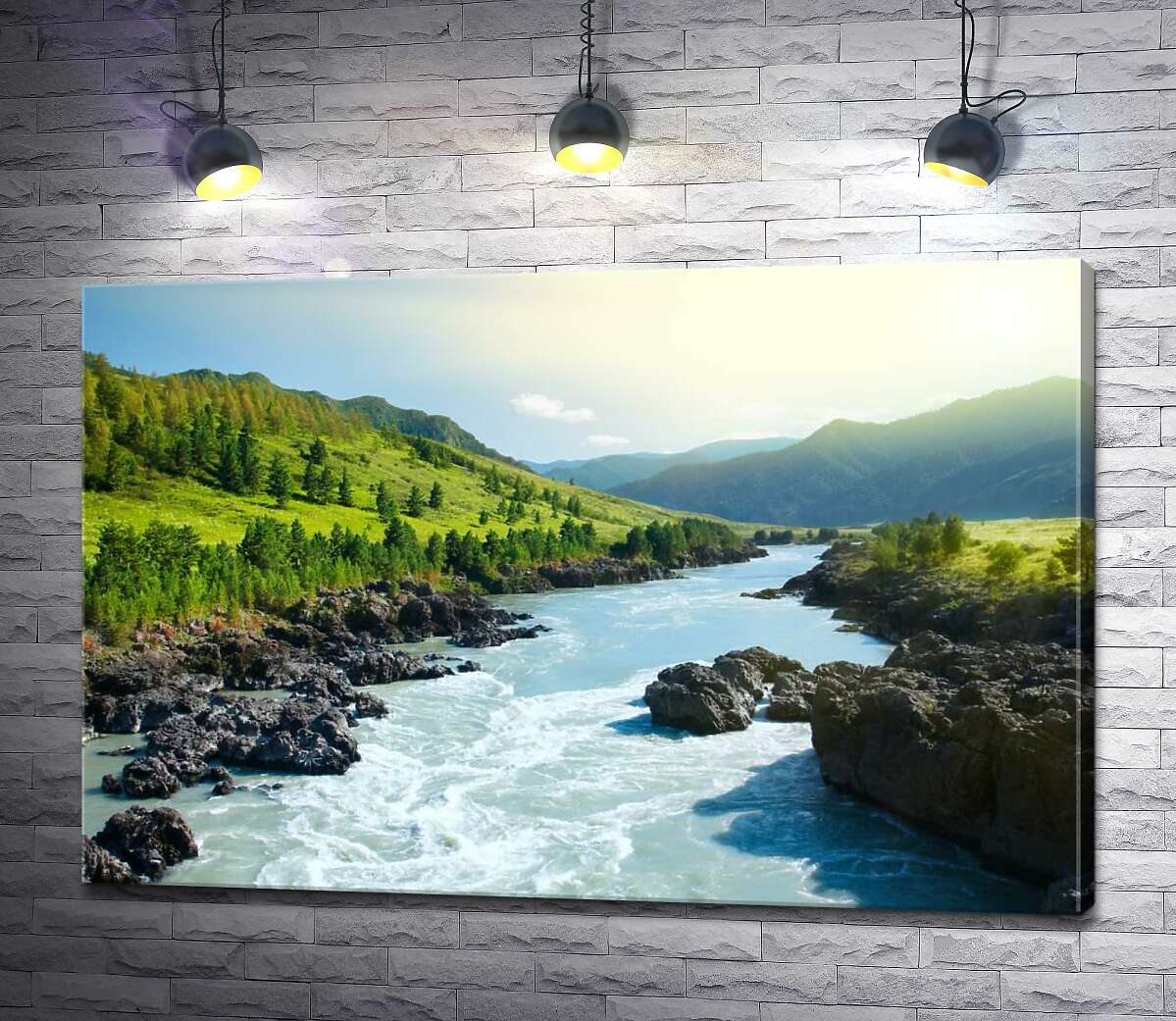

Картина ArtPoster Каменистый ландшафт горной реки 100x67 см Модуль №1