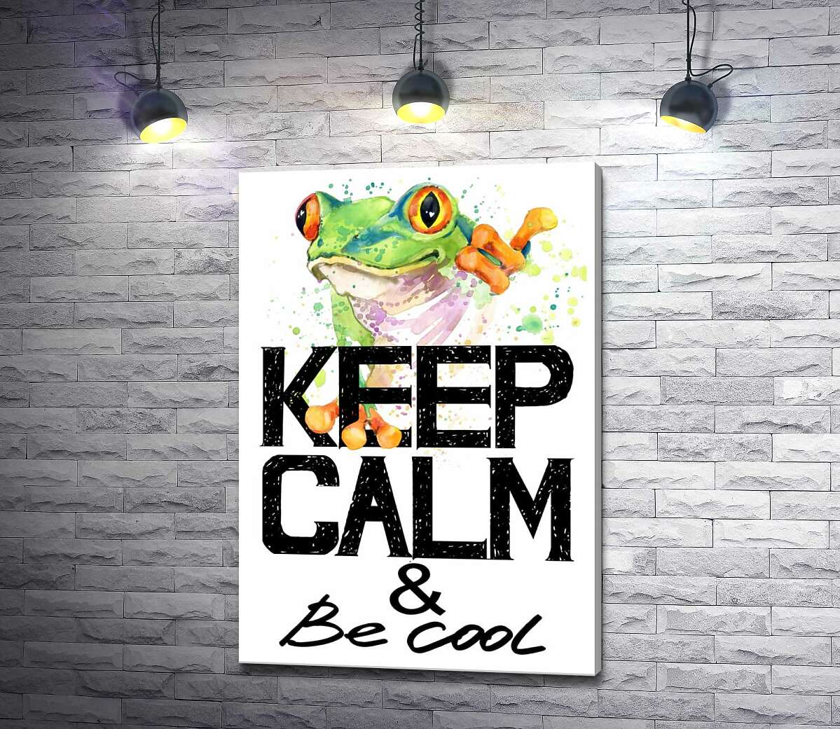 

Картина ArtPoster Древесная лягушка за надписью "keep calm and be cool" 50x73 см Модуль №1