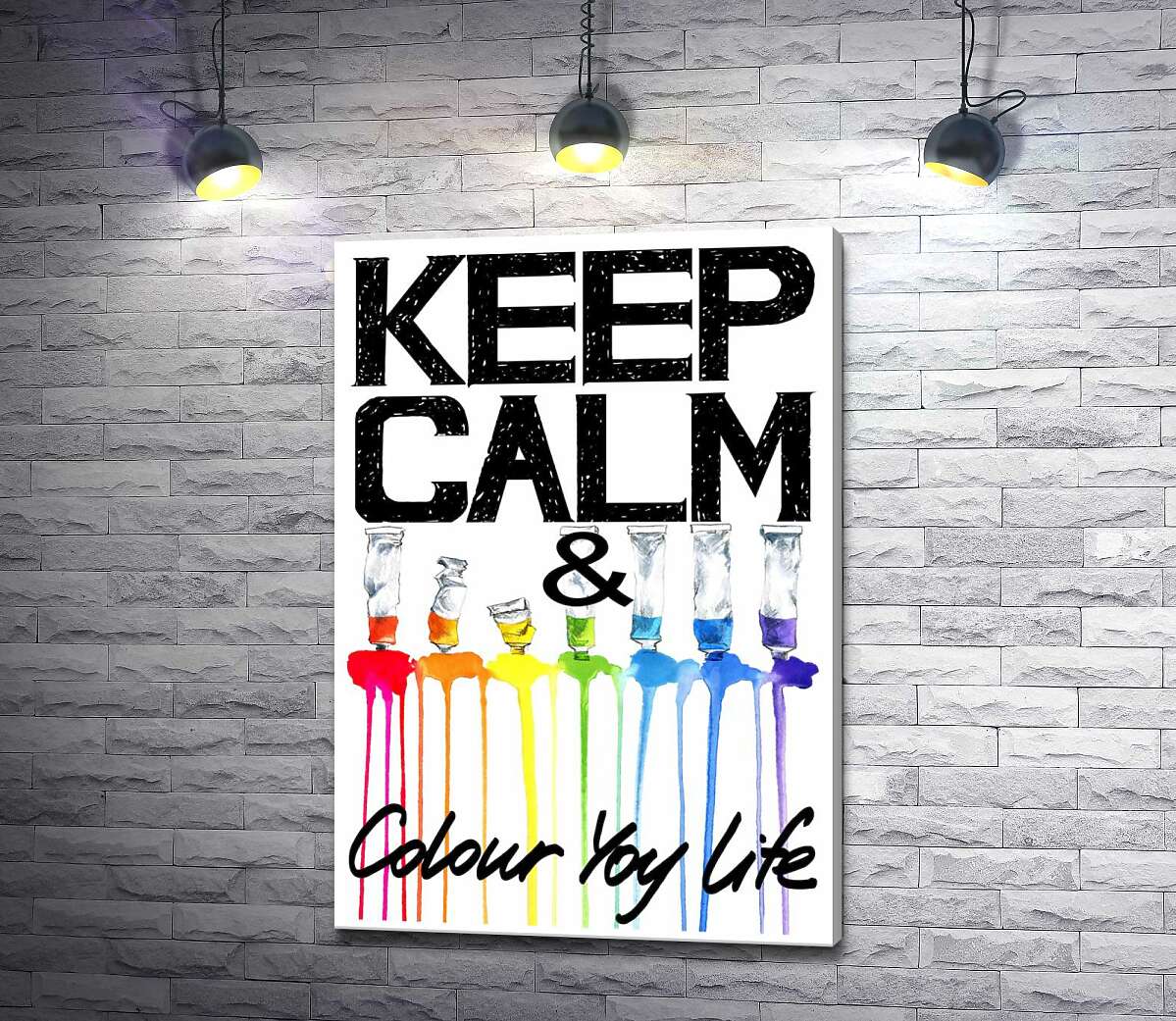 

Картина ArtPoster Краска вытекает из ярких тюбиков на надписи "keep calm and colour your life" 50x73 см Модуль №1
