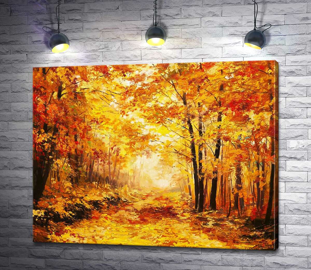 

Картина ArtPoster Лесная дорога шуршит ковром осенних листьев 130x103 см Модуль №1