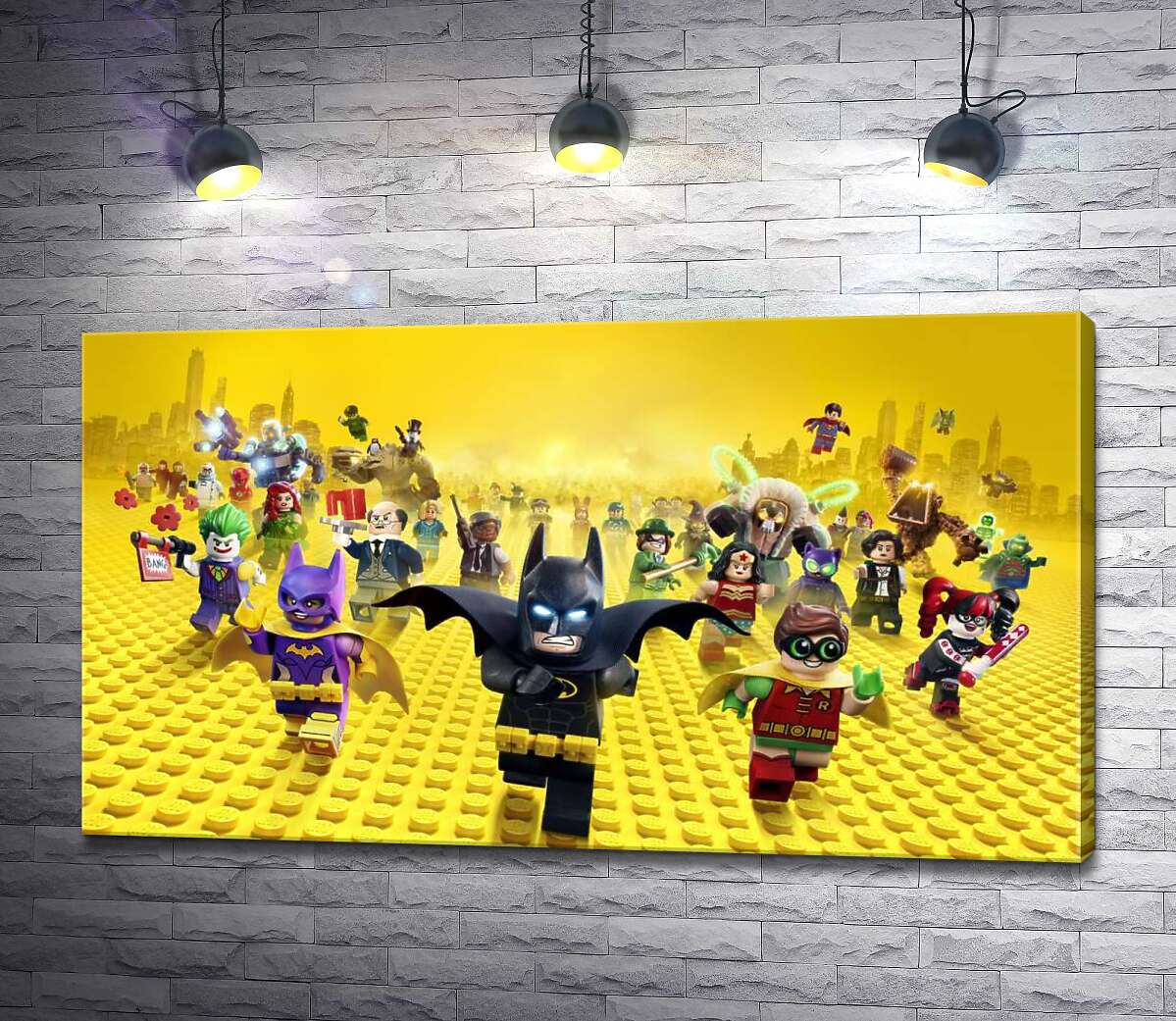 

Картина ArtPoster Лего Бэтмен спешит спасать мир на постере к фильму "Lego Фильм: Бэтмен" (The Lego Batman Movie) 100x56 см Модуль №1