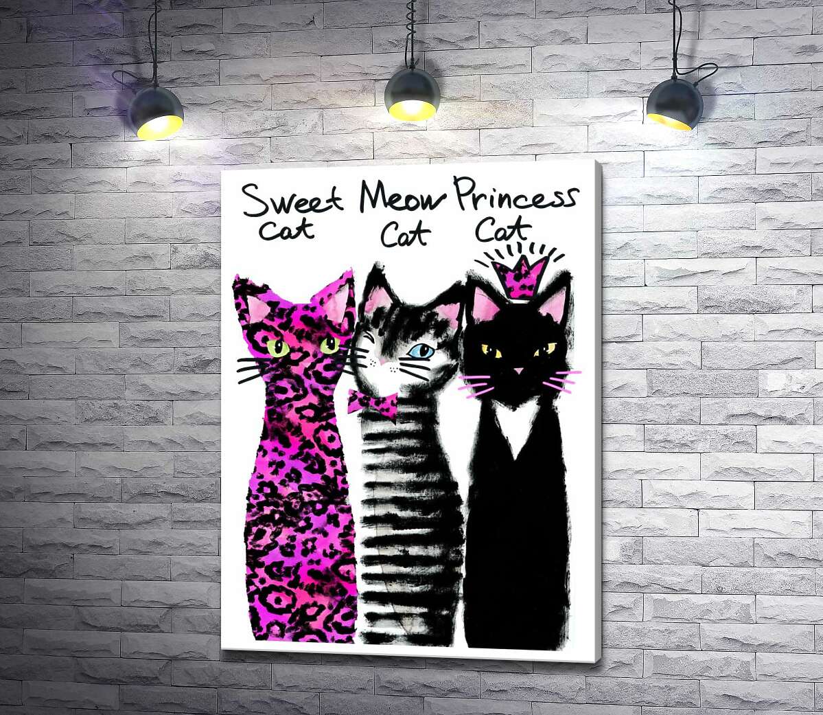 

Картина ArtPoster Коты с розовыми акцентами 100x136 см Модуль №1