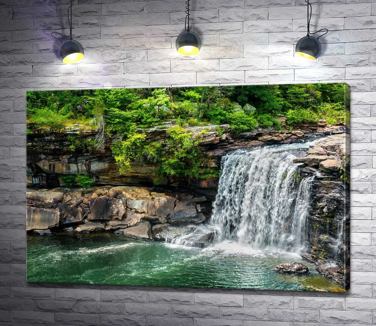 

Картина ArtPoster Летняя зелень буйствует на скалах у водопада Литл-Фолс (Little Falls) 100x67 см Модуль №1