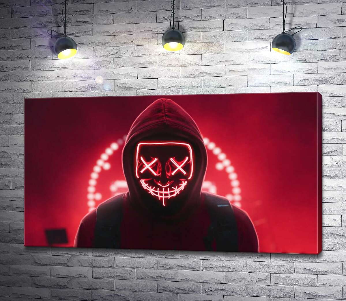 

Картина ArtPoster Опасность в красном свете маски "Судная ночь" 100x56 см Модуль №1