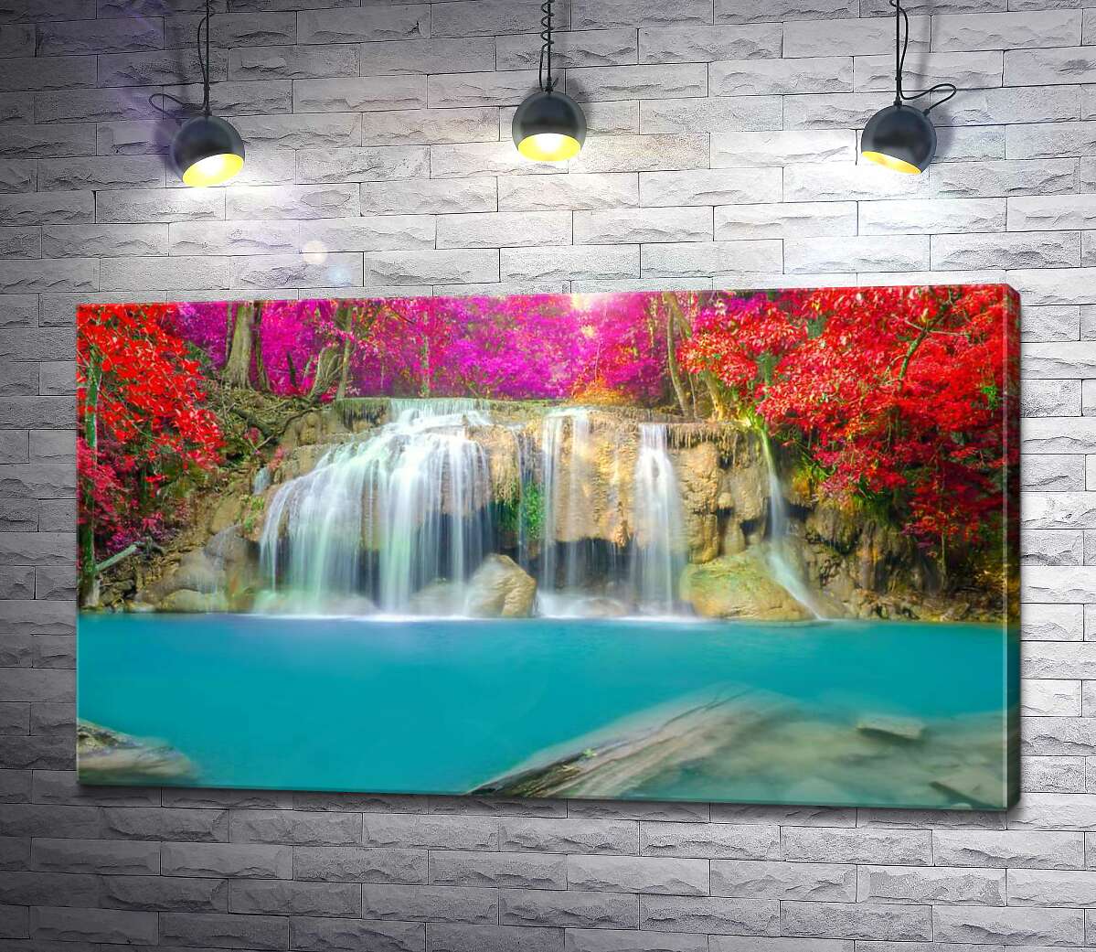 

Картина ArtPoster Осенние цвета над каскадом водопада Эраван (Erawan falls) 130x75 см Модуль №1