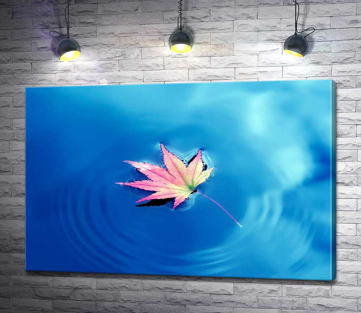 

Картина ArtPoster Осенний лист плавает на небесно голубой воде 130x87 см Модуль №1