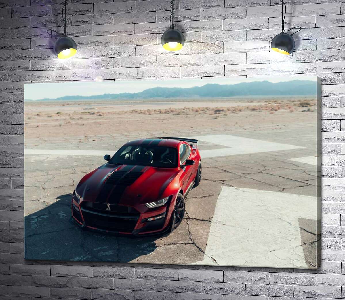 

Картина ArtPoster Красный Ford Mustang Shelby GT500 на пустынной трассе 130x87 см Модуль №1