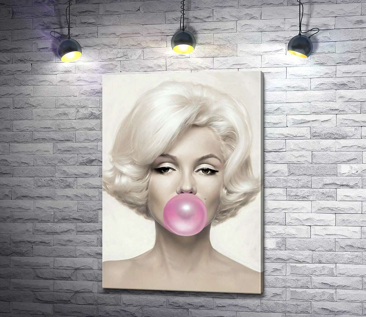 

Картина ArtPoster Мэрилин Монро (Marilyn Monroe) надувает розовую жвачку 100x143 см Модуль №1