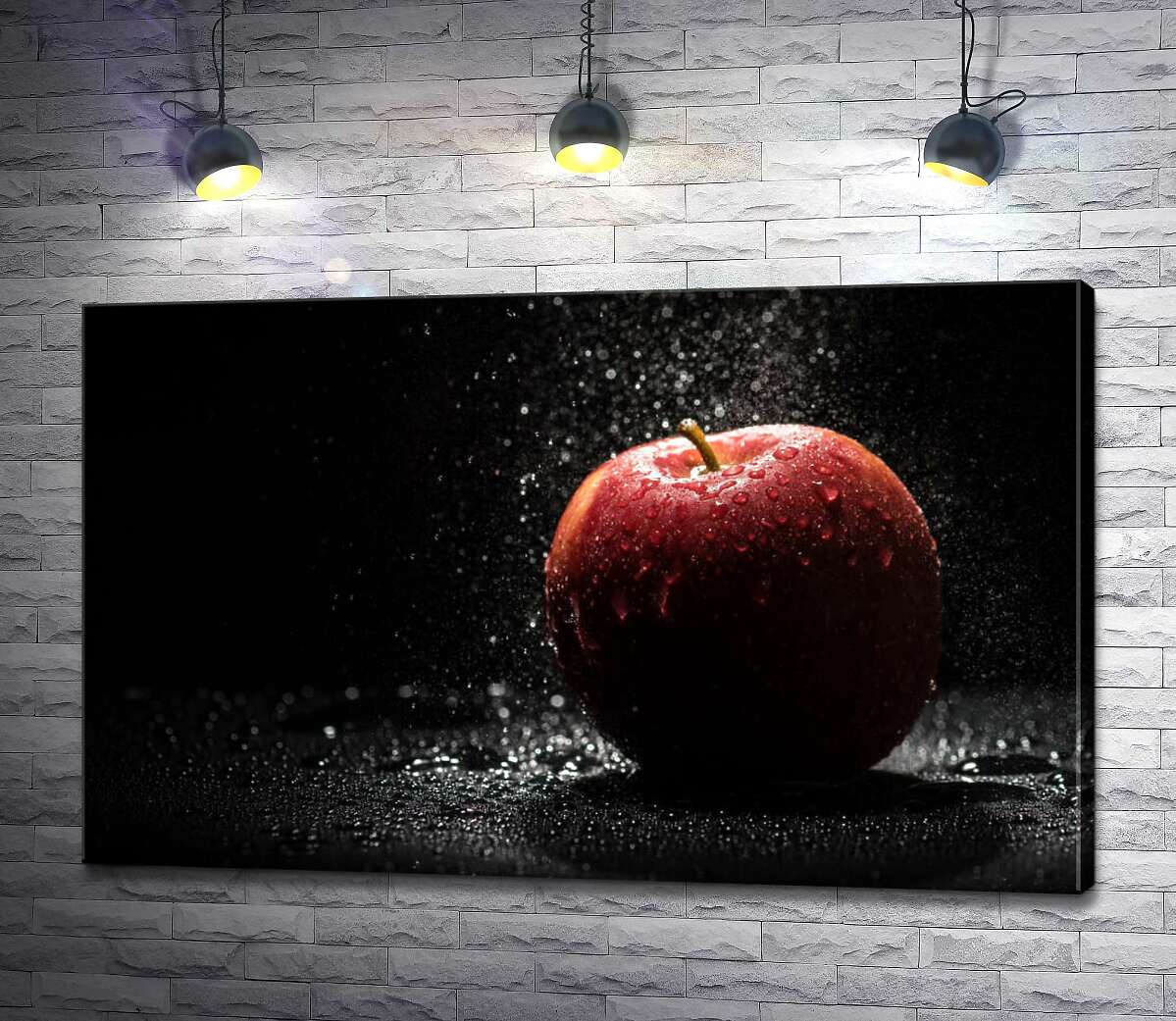 

Картина ArtPoster Прозрачные капли воды падают на красную поверхность яблока 100x63 см Модуль №1
