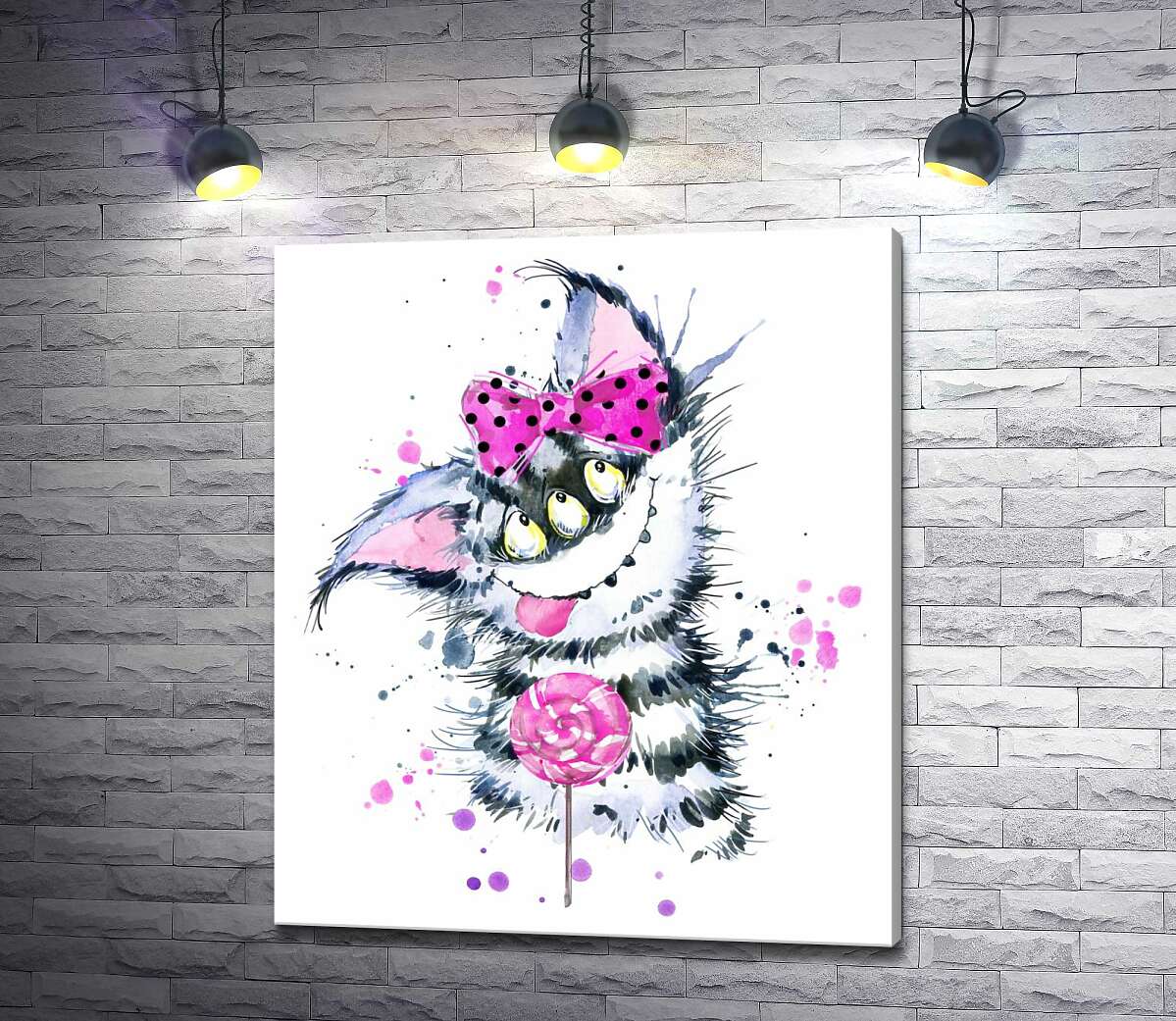 

Картина ArtPoster Полосатый монстр тянется языком к леденцу 130x154 см Модуль №1