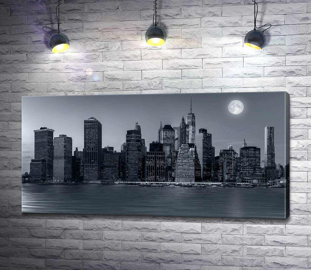 

Картина ArtPoster Полнолуние над сонным Нью-Йорком 100x50 см Модуль №1