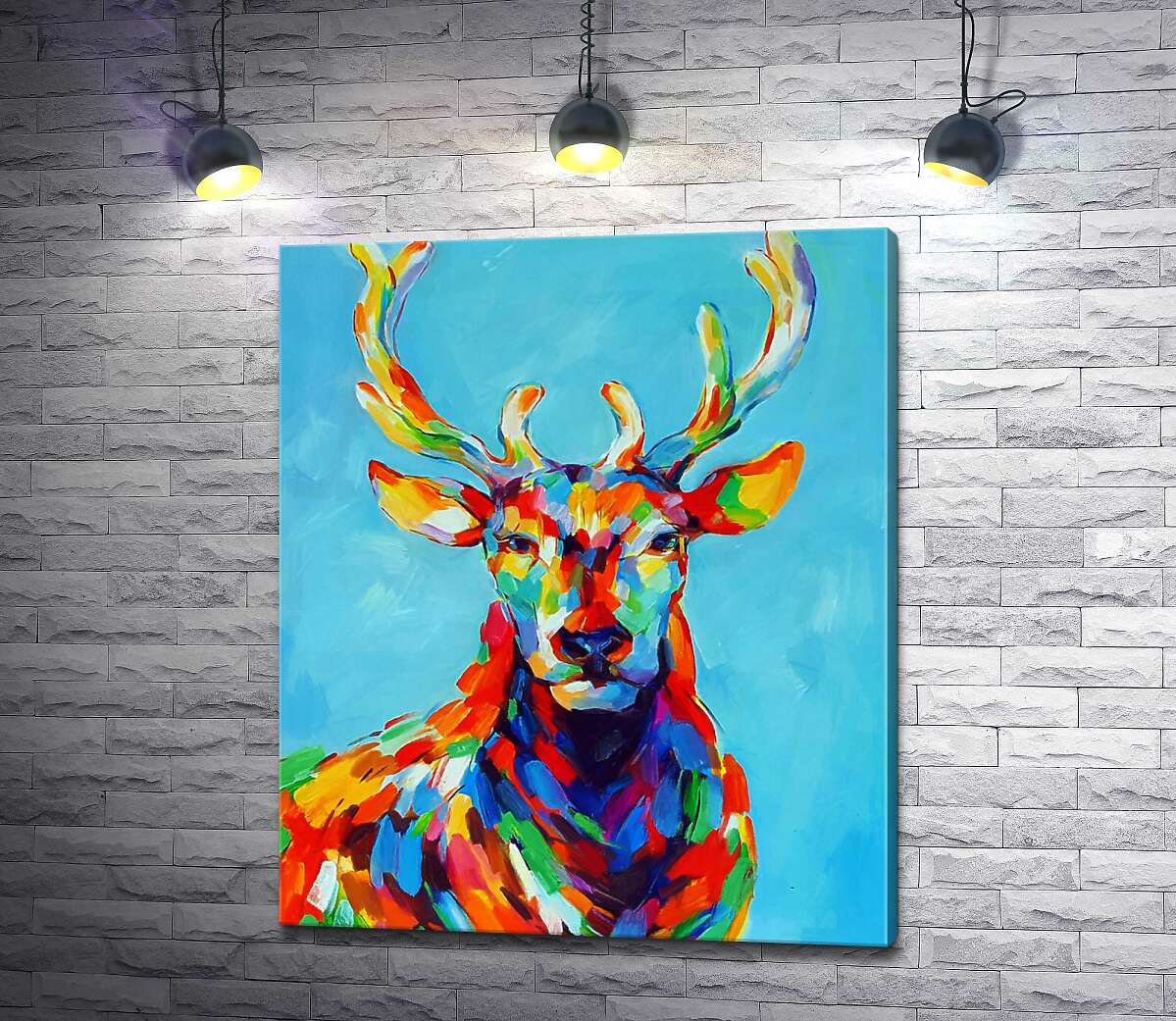 

Картина ArtPoster Цветной силуэт оленя в радужных пятнах 100x120 см Модуль №1