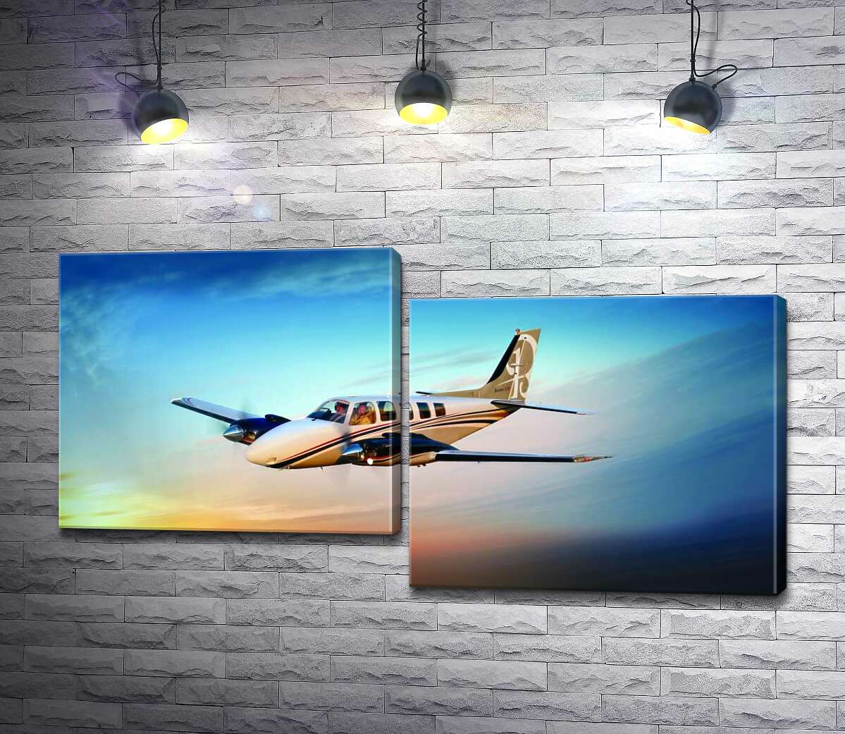 

Модульная картина ArtPoster Американский самолет Beechcraft Bonanza среди горящего запада 100x53 см Модуль №5