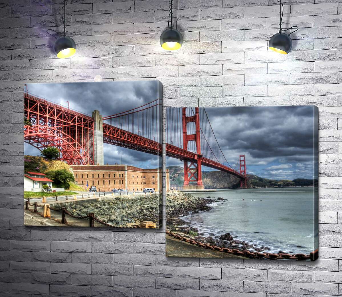 

Модульная картина ArtPoster Багровый мост "Золотые ворота" (Golden Gate Bridge) упирается в грозовые тучи 130x87 см Модуль №5
