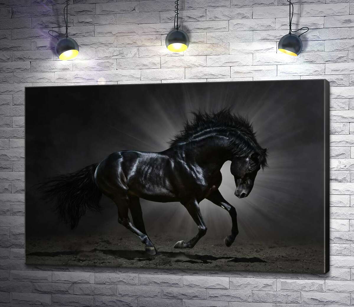 

Картина ArtPoster Сияюще-черный скакун в лучах света 130x86 см Модуль №1
