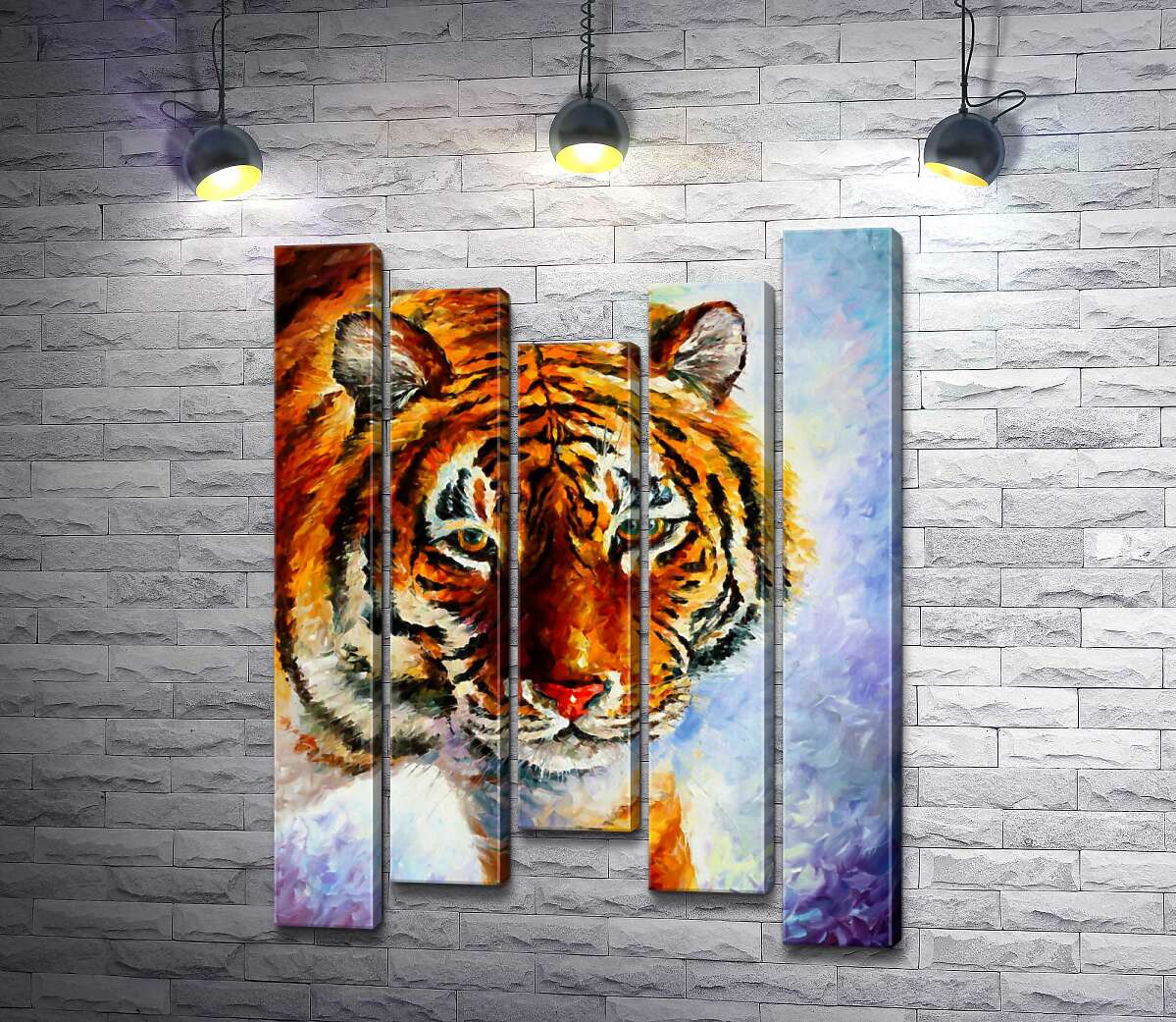 

Модульная картина ArtPoster Амурский тигр шагает по заснеженной земле 100x135 см Модуль №28