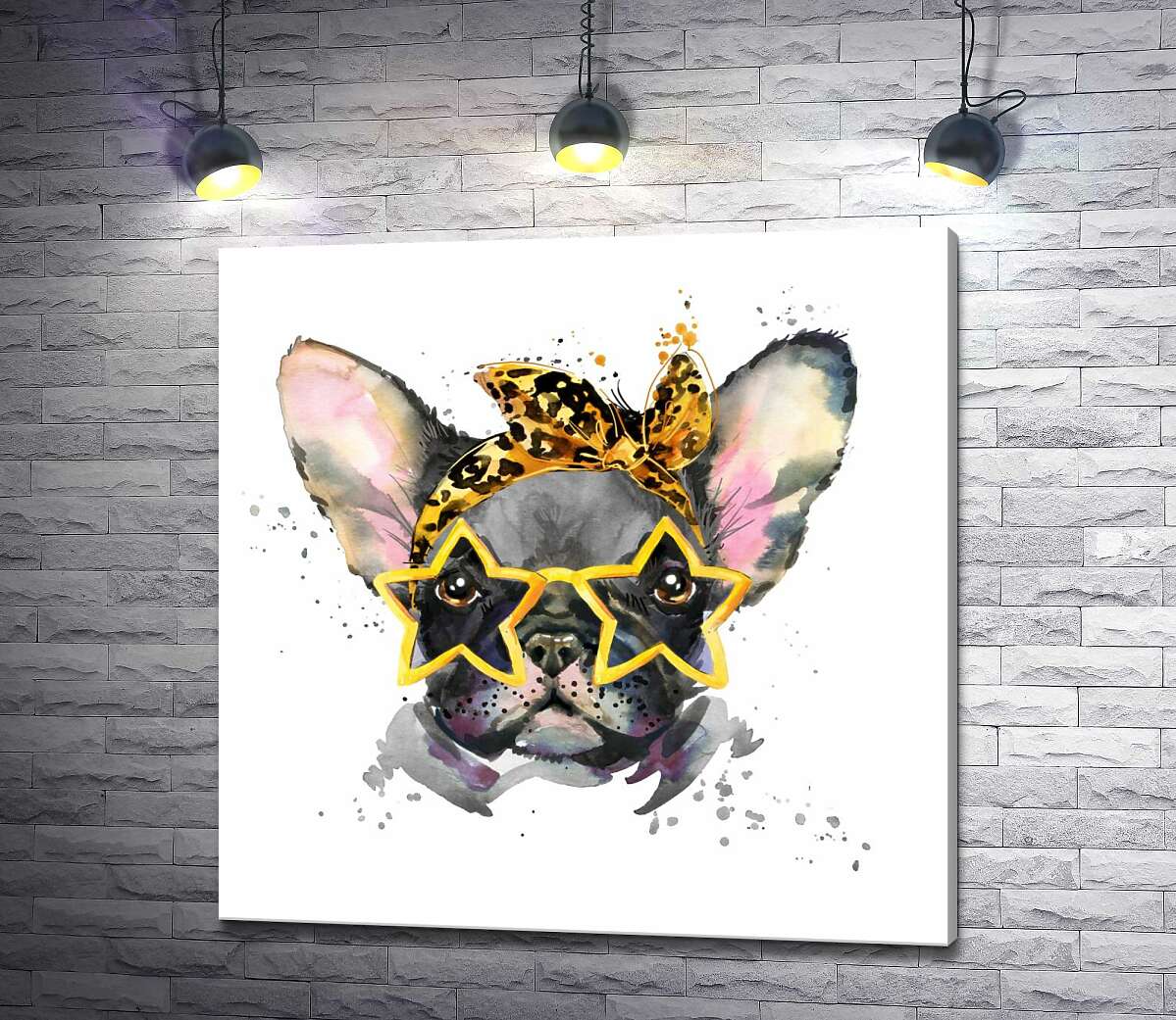 

Картина ArtPoster Стильный черный бульдог с повязкой и очками 100x100 см Модуль №1