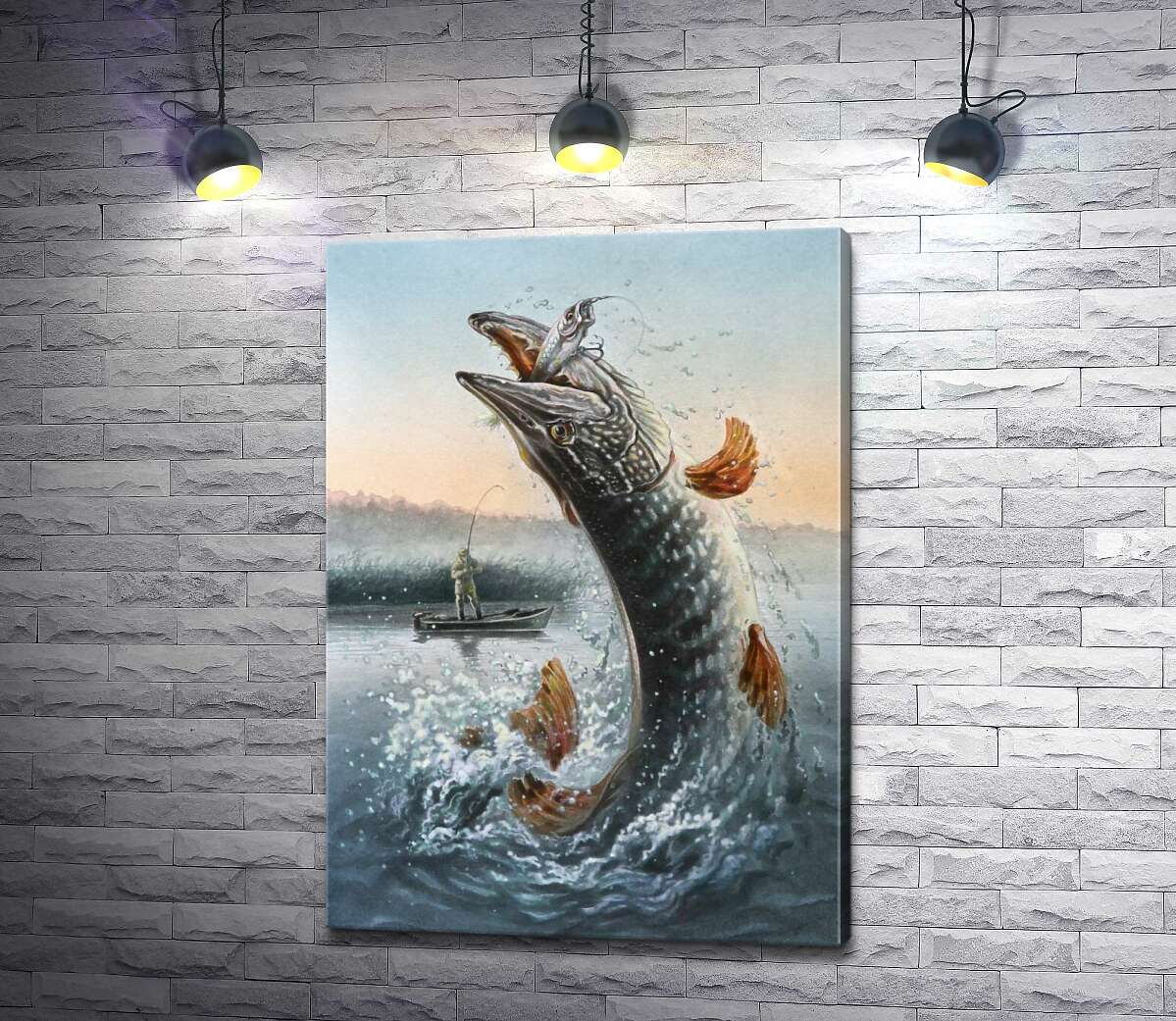 

Картина ArtPoster Щука выпрыгнула из воды, ловя приманку 100x141 см Модуль №1