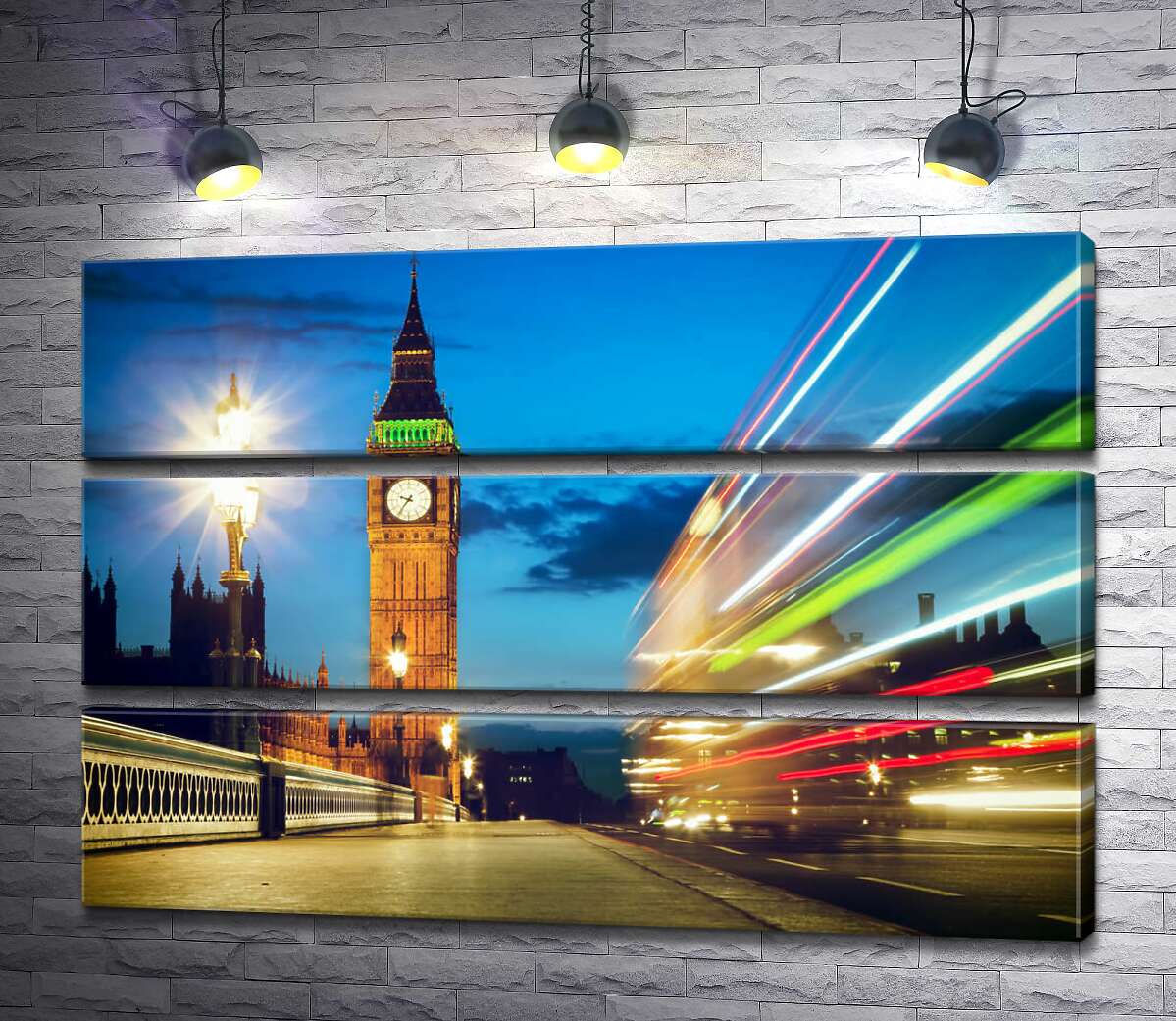 

Модульная картина ArtPoster Башня Биг-Бен (Big Ben) величественно наблюдает за оживленным движением города 90x60 см Модуль №13
