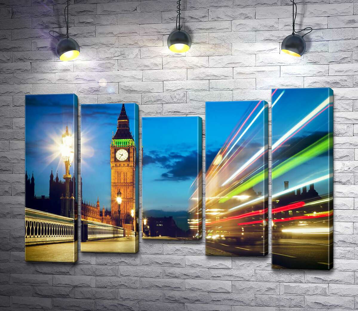

Модульная картина ArtPoster Башня Биг-Бен (Big Ben) величественно наблюдает за оживленным движением города 130x88 см Модуль №28