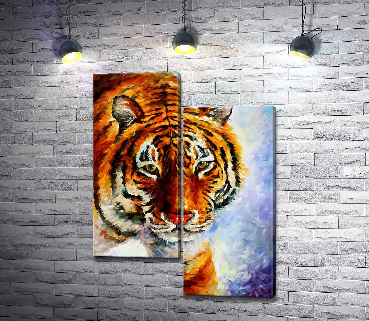 

Модульная картина ArtPoster Амурский тигр шагает по заснеженной земле 130x174 см Модуль №5