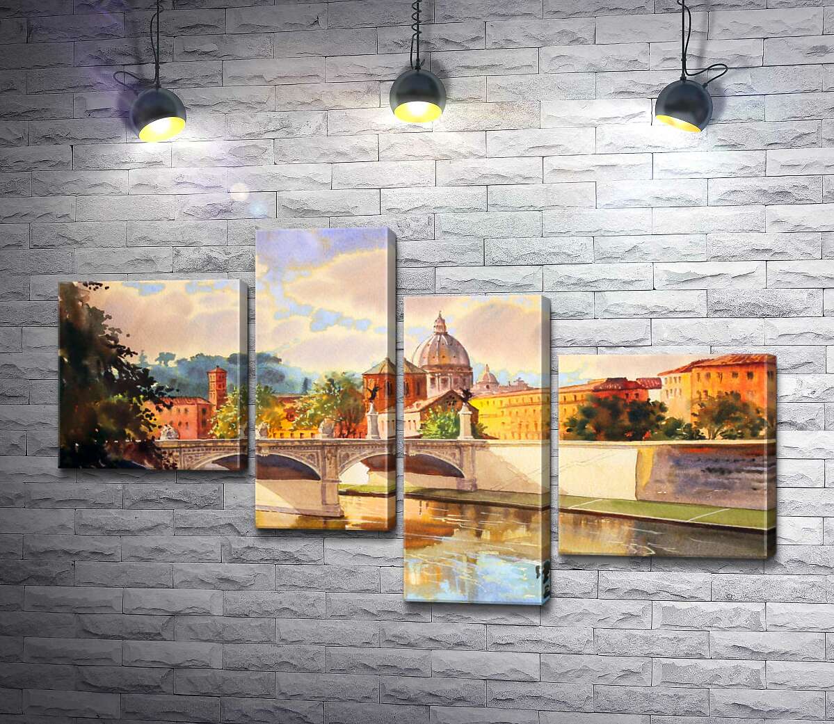 

Модульная картина ArtPoster Белоснежный мост святого Ангела (St. Angelo Bridge) над речкой Тибр 100x63 см Модуль №20