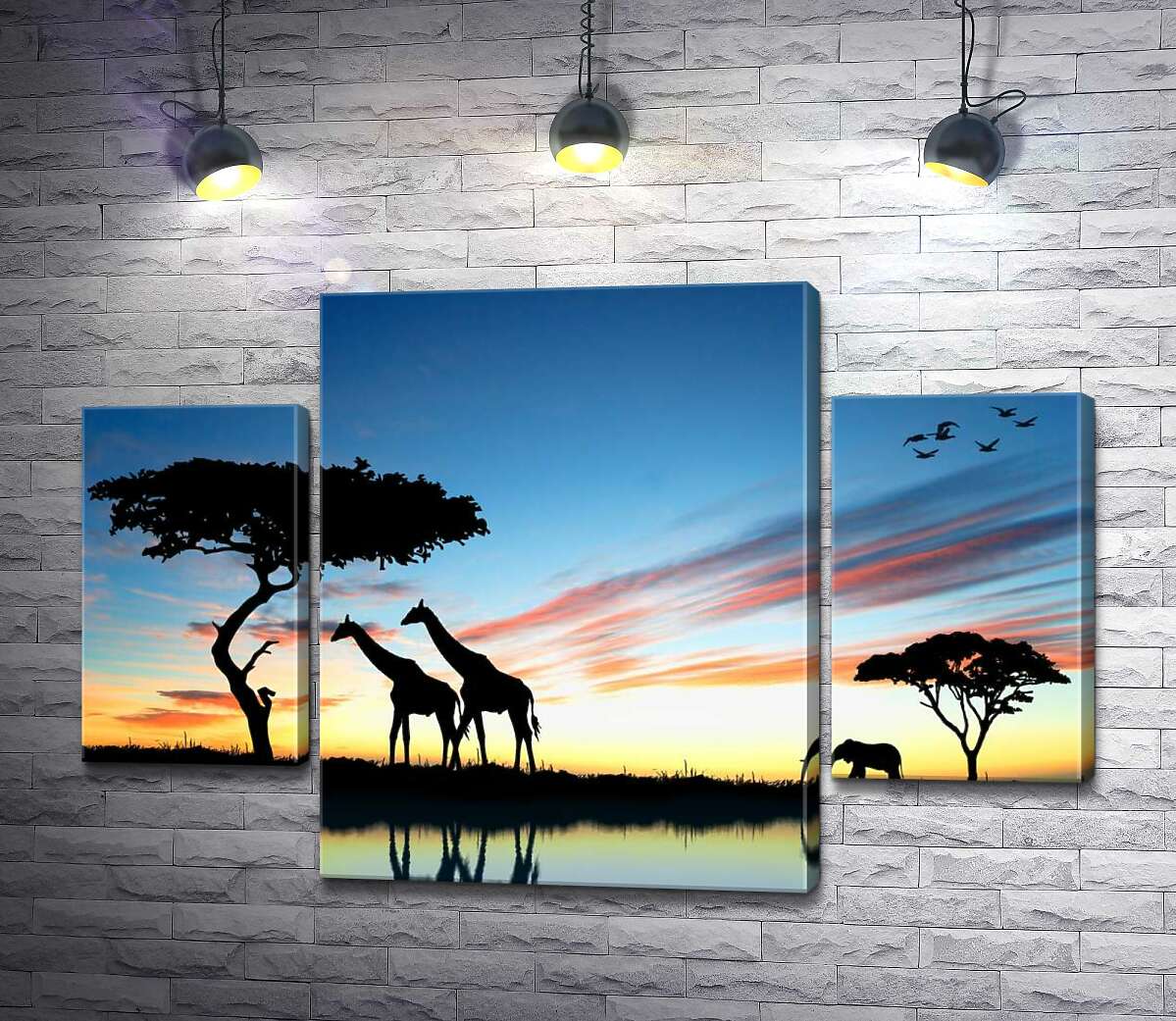 

Модульная картина ArtPoster Африканские животные прощаются с уходящим днем 80x54 см Модуль №7
