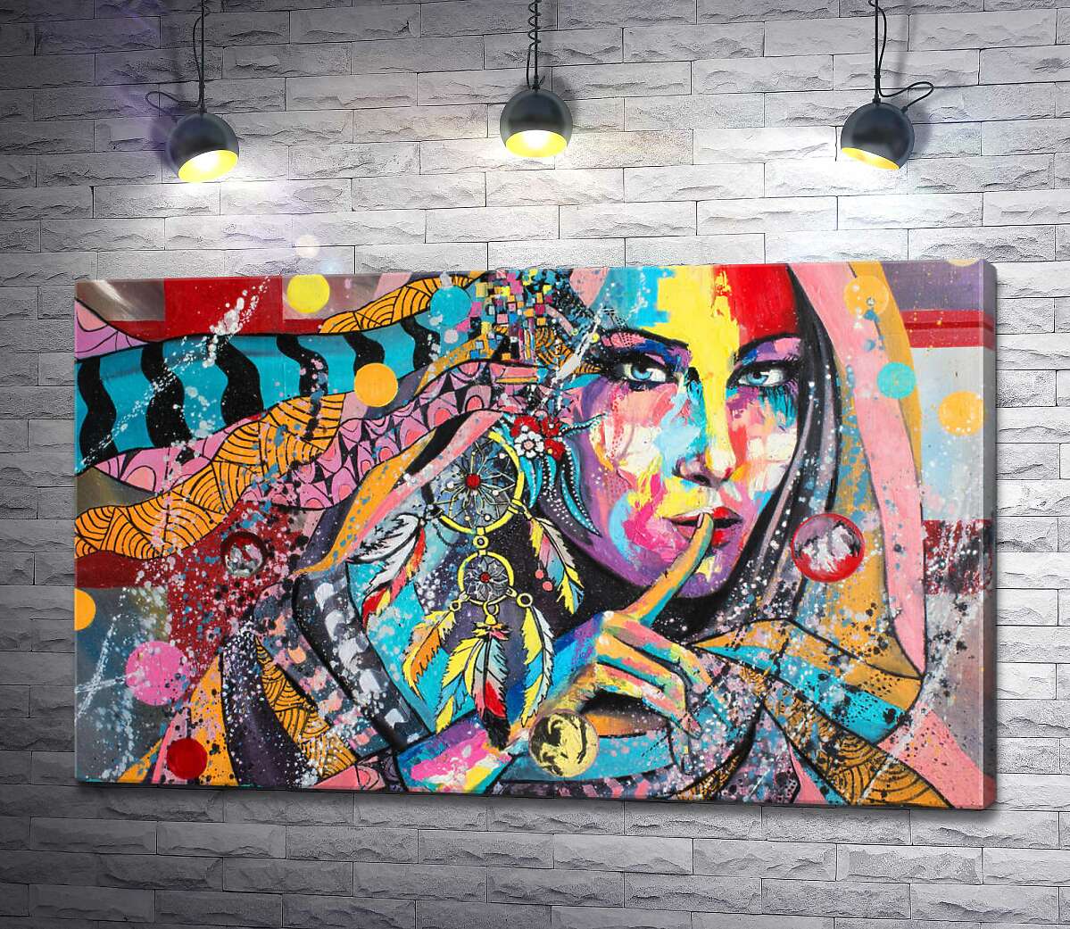 

Картина ArtPoster Цветные ленты обвивают таинственный силуэт девушки 100x62 см Модуль №1