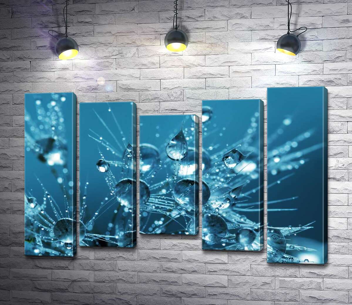 

Модульная картина ArtPoster Ажурные кончики одуванчика утопают в каплях воды 130x87 см Модуль №28