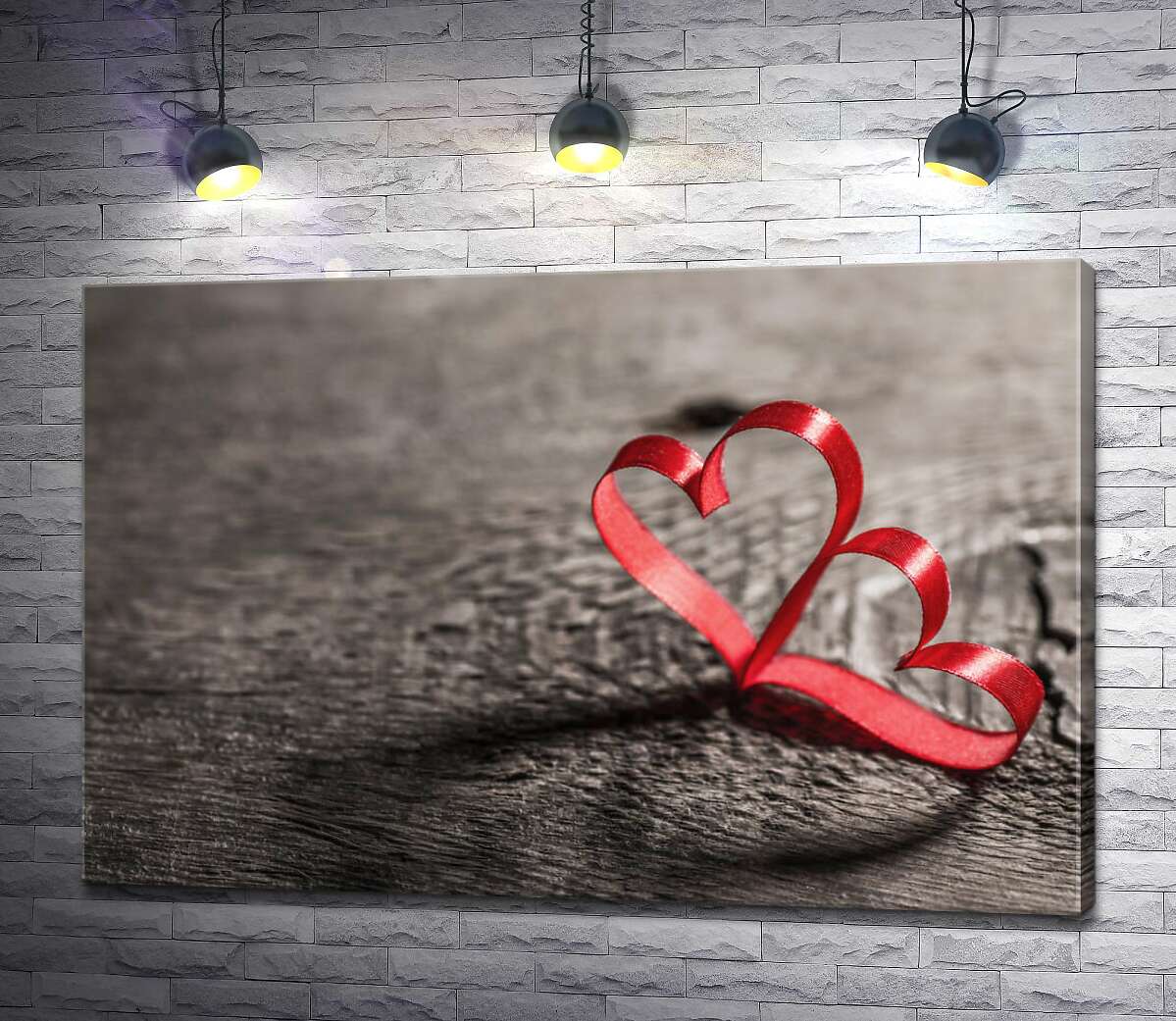

Картина ArtPoster Соединение двух сердец из красной ленты 130x87 см Модуль №1