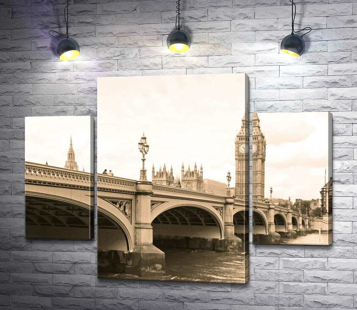 

Модульная картина ArtPoster Башня Биг-Бен (Big Ben) виднеется из-за Вестминтерского моста (Westminster Bridge) 131x99 см Модуль №7