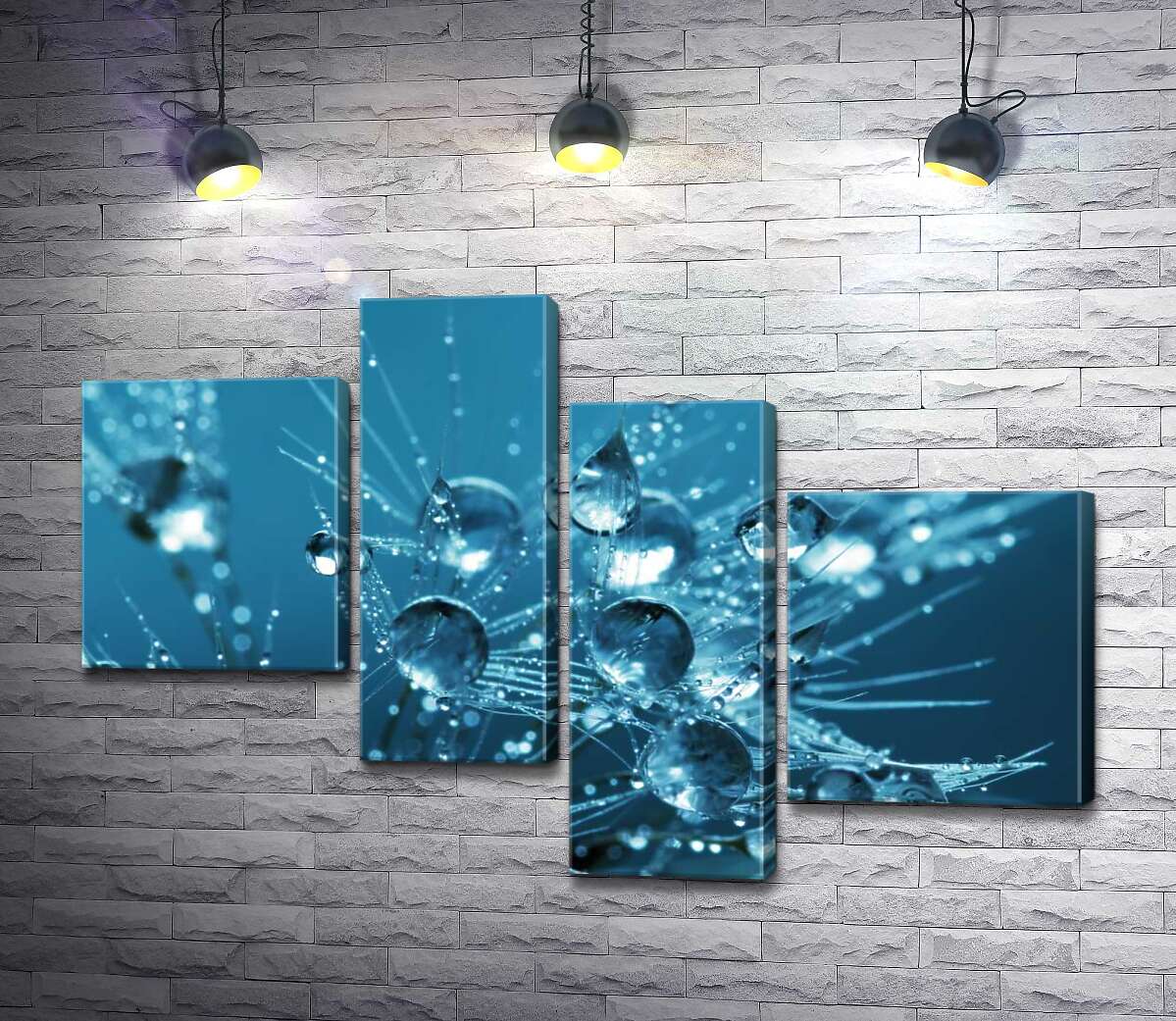 

Модульная картина ArtPoster Ажурные кончики одуванчика утопают в каплях воды 130x87 см Модуль №20