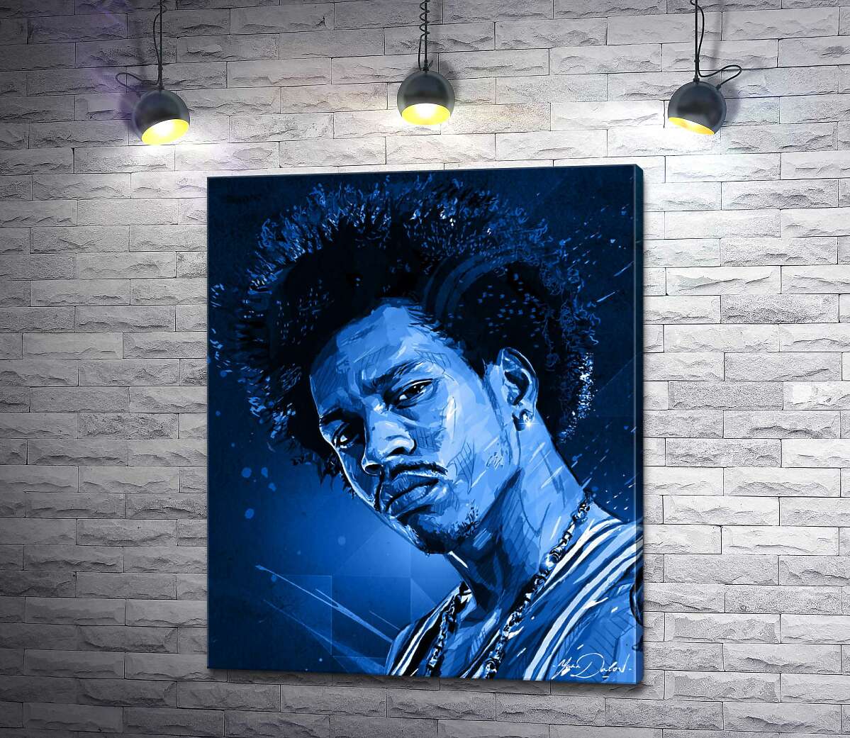 

Картина ArtPoster Синие оттенки портрета американского гитариста Джими Хендрикса (Jimi Hendrix) 130x160 см Модуль №1