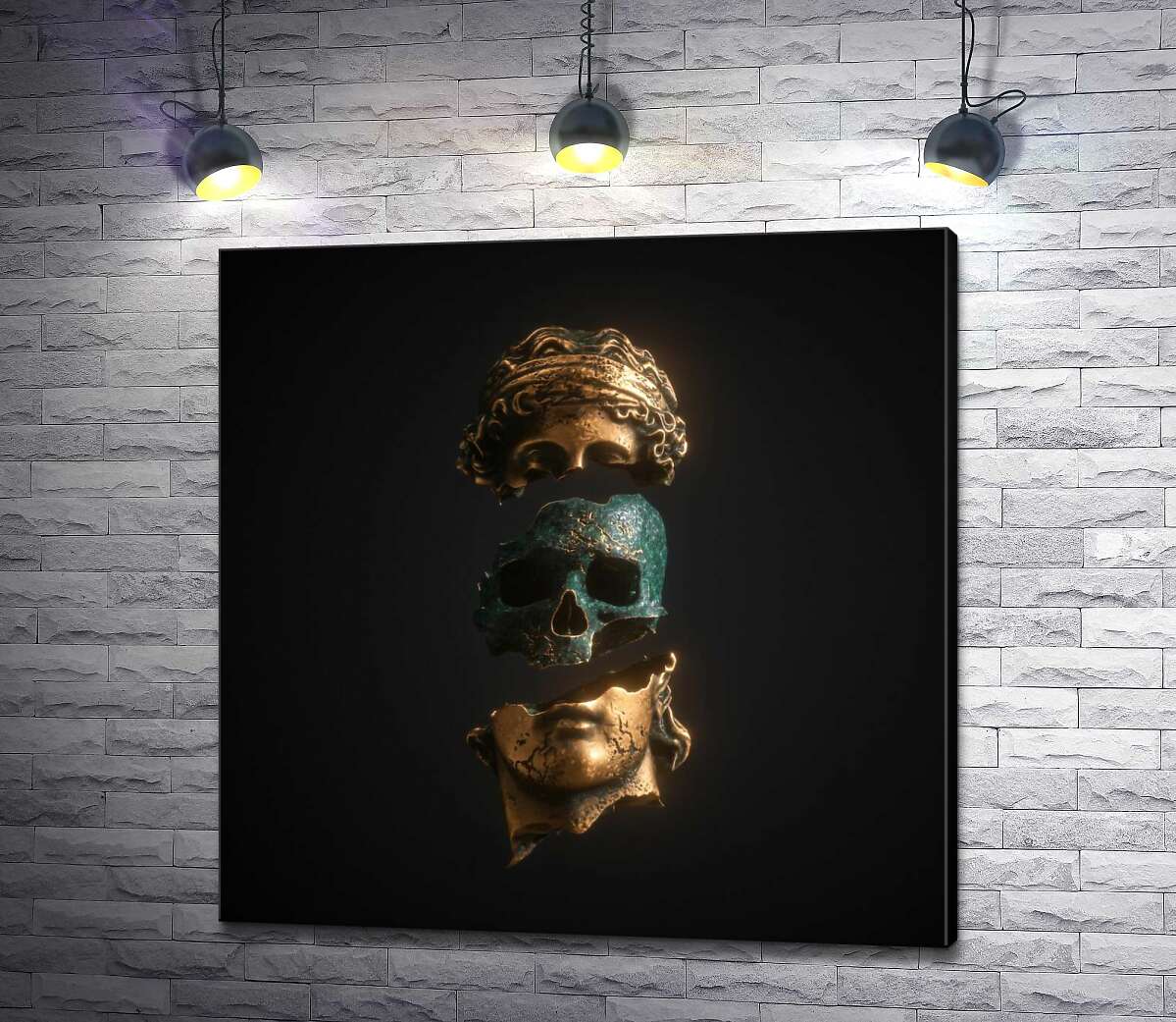 

Картина ArtPoster Что внутри: медный череп в бронзовой статуе греческого героя 100x100 см Модуль №1