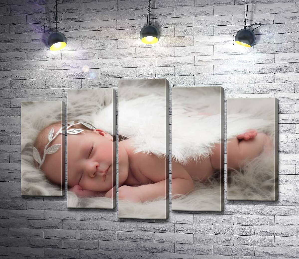 

Модульная картина ArtPoster Ангелочек ребенок спит на пушистом покрывале 130x86 см Модуль №26