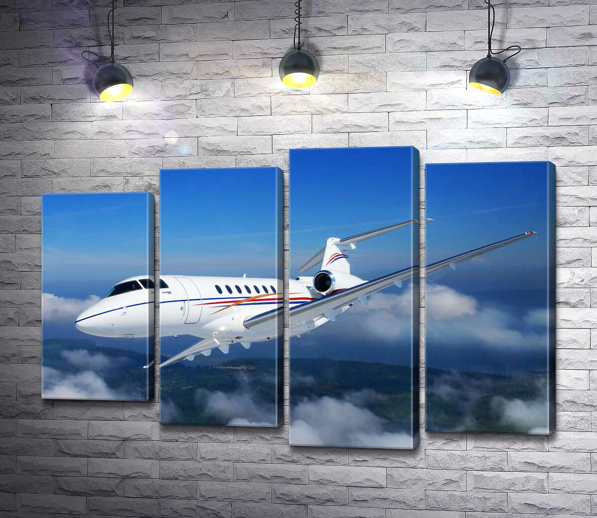 

Модульная картина ArtPoster Американский корпоративный самолет Hawker 400 поднялся в небо 100x69 см Модуль №21