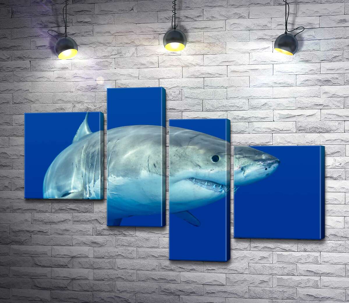 

Модульная картина ArtPoster Белая акула плавает в голубой воде 130x89 см Модуль №20
