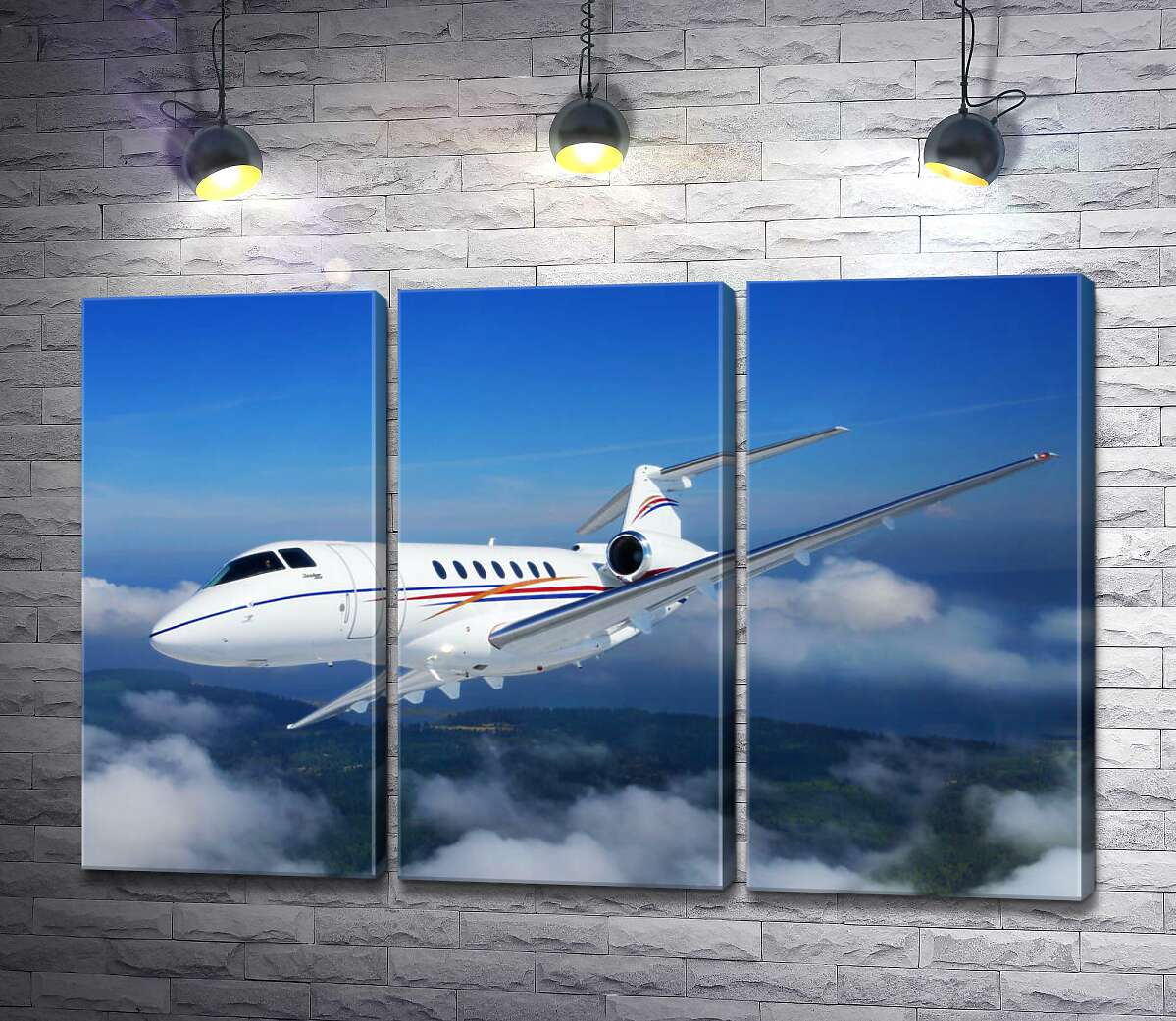 

Модульная картина ArtPoster Американский корпоративный самолет Hawker 400 поднялся в небо 102x67 см Модуль №11