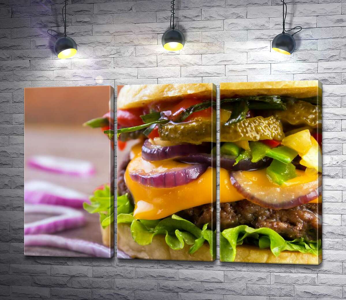 

Модульная картина ArtPoster Аппетитные слои бургера 132x87 см Модуль №11