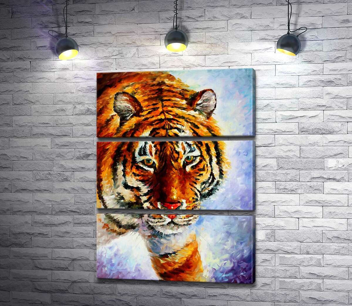 

Модульная картина ArtPoster Амурский тигр шагает по заснеженной земле 130x174 см Модуль №13